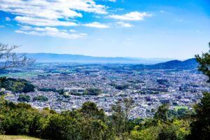 山から見た筑紫野市方面の街並み