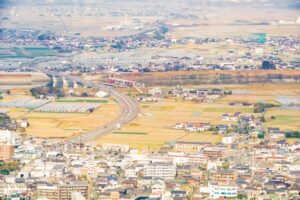 久留米市郊外の街並み