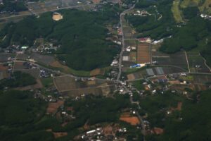 みやま市内の町並みを空撮