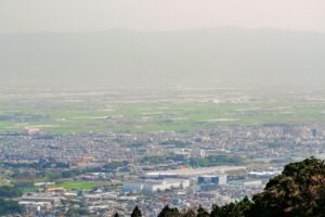 山頂から見た小郡市方面の街並み